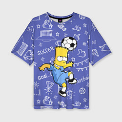 Женская футболка оверсайз Барт Симпсон бьёт футбольный мяч головой