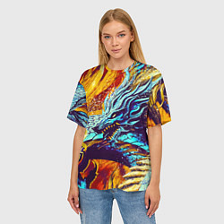 Футболка оверсайз женская Японский Дракон В Огне, цвет: 3D-принт — фото 2