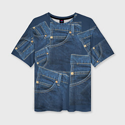 Женская футболка оверсайз Джинсовка jeans