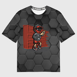 Футболка оверсайз женская Граффитчик с балончиком краски, цвет: 3D-принт