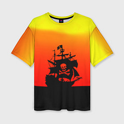 Футболка оверсайз женская Пиратский корабль на закате, цвет: 3D-принт