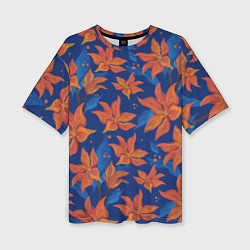 Женская футболка оверсайз Осенние абстрактные цветы