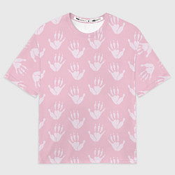 Футболка оверсайз женская Лапки опоссума розовые, цвет: 3D-принт