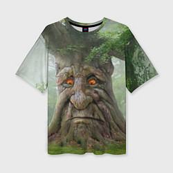 Женская футболка оверсайз Мудрое таинственное дерево