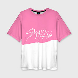 Женская футболка оверсайз Stray Kids pink and white