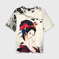 Женская футболка оверсайз Японская девушка