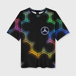 Женская футболка оверсайз Mercedes - neon pattern