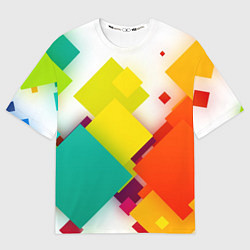 Футболка оверсайз женская Цветные геометрические квадраты, цвет: 3D-принт