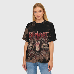 Футболка оверсайз женская Slipknot skull, цвет: 3D-принт — фото 2