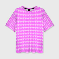 Женская футболка оверсайз Много сердец розовое