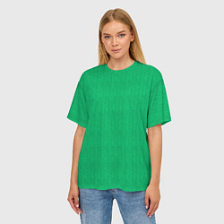 Футболка оверсайз женская Зеленый вязаный свитер, цвет: 3D-принт — фото 2