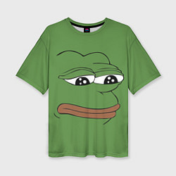 Женская футболка оверсайз Лягушонок Pepe грустит