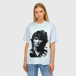 Футболка оверсайз женская Виктор Цой - полигональный портрет, цвет: 3D-принт — фото 2