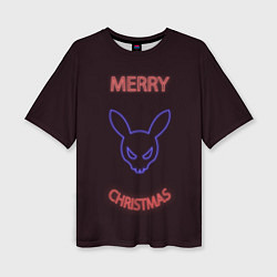 Футболка оверсайз женская Neon christmas bunny, цвет: 3D-принт