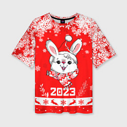 Футболка оверсайз женская Праздничный кролик 2023, цвет: 3D-принт