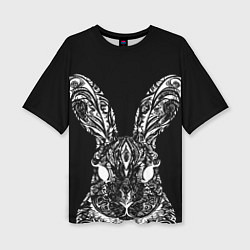Футболка оверсайз женская Черный кролик арт, цвет: 3D-принт