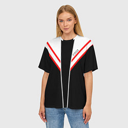 Футболка оверсайз женская FIRM черная с белым углом, цвет: 3D-принт — фото 2