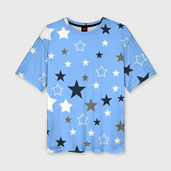 Женская футболка оверсайз Звёзды на голубом фоне