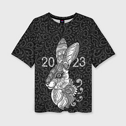 Футболка оверсайз женская Русский серый кролик 2023, цвет: 3D-принт