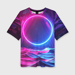 Женская футболка оверсайз Круг и разноцветные кристаллы - vaporwave