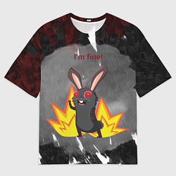 Футболка оверсайз женская Черный кролик у которого все хорошо, цвет: 3D-принт