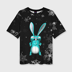 Футболка оверсайз женская Cheeky rabbit celebrates the new year, цвет: 3D-принт