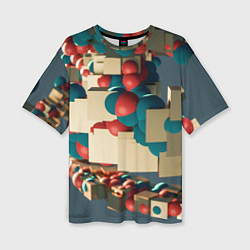 Футболка оверсайз женская Абстрактное совмещение кубиков и шаров, цвет: 3D-принт
