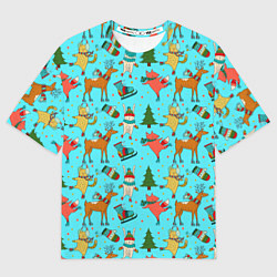 Футболка оверсайз женская Animals on the rink, цвет: 3D-принт