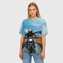 Футболка оверсайз женская Мотоцикл в горах, цвет: 3D-принт — фото 2