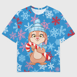 Футболка оверсайз женская Зайка с карамелью, цвет: 3D-принт