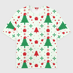 Футболка оверсайз женская Праздничные ёлочки, цвет: 3D-принт