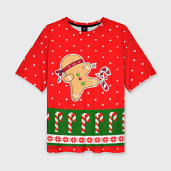 Футболка оверсайз женская Пряник-ниндзя: новогодний, цвет: 3D-принт