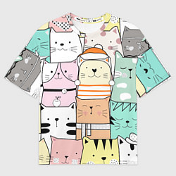 Футболка оверсайз женская Котики и кошечки, цвет: 3D-принт