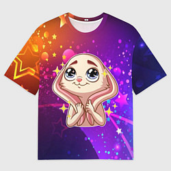 Футболка оверсайз женская Сильно восхищенная зайка, цвет: 3D-принт