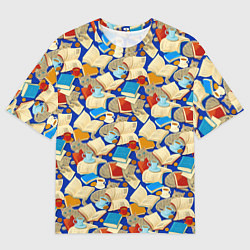 Футболка оверсайз женская Книги и котики, цвет: 3D-принт