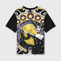Женская футболка оверсайз Древняя богиня Никс и рамка в стиле модерн с луной