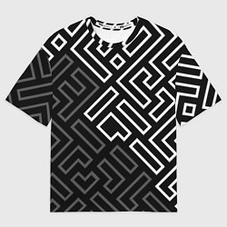Футболка оверсайз женская Черно белый лабиринт, цвет: 3D-принт
