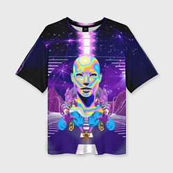 Женская футболка оверсайз Goddess with two Beerus - vaporwave