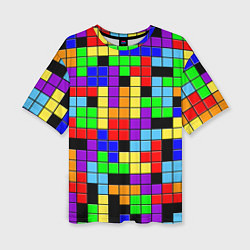 Женская футболка оверсайз Тетрис цветные блоки