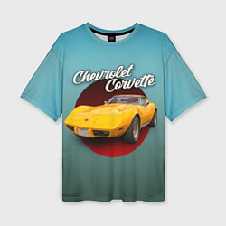 Футболка оверсайз женская Классический спорткар Chevrolet Corvette Stingray, цвет: 3D-принт