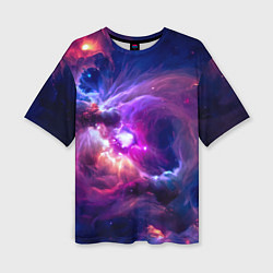 Женская футболка оверсайз Небула в космосе в фиолетовых тонах - нейронная се