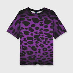 Женская футболка оверсайз Фиолетовый леопард