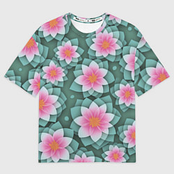 Футболка оверсайз женская Цветы с оптическим эффектом, цвет: 3D-принт