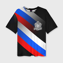 Футболка оверсайз женская Пограничные войска - флаг РФ, цвет: 3D-принт