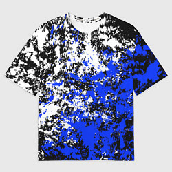 Женская футболка оверсайз Белая и синяя краска