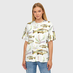 Футболка оверсайз женская Рыбное семейство, цвет: 3D-принт — фото 2