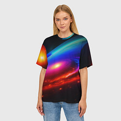 Футболка оверсайз женская Неоновая галактика, цвет: 3D-принт — фото 2