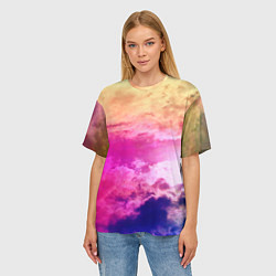 Футболка оверсайз женская Разноцветное небо, цвет: 3D-принт — фото 2