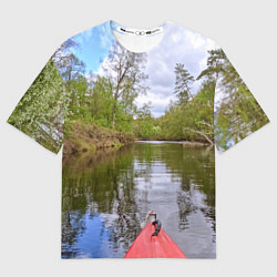 Женская футболка оверсайз Красная байдарка