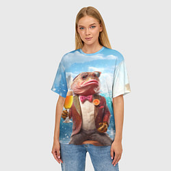 Футболка оверсайз женская Мистер карп с пивом, цвет: 3D-принт — фото 2